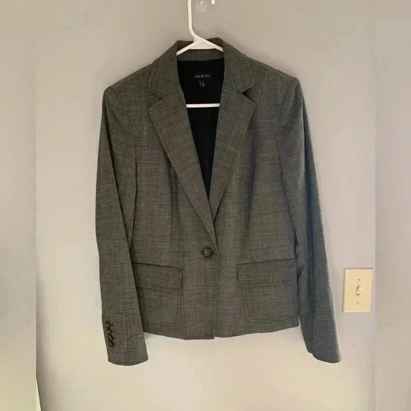 Woman’s Talbots Heather Grey Wool Blend Classic Long Sleeve Button Blazer Size10 - Picture 1 of 9